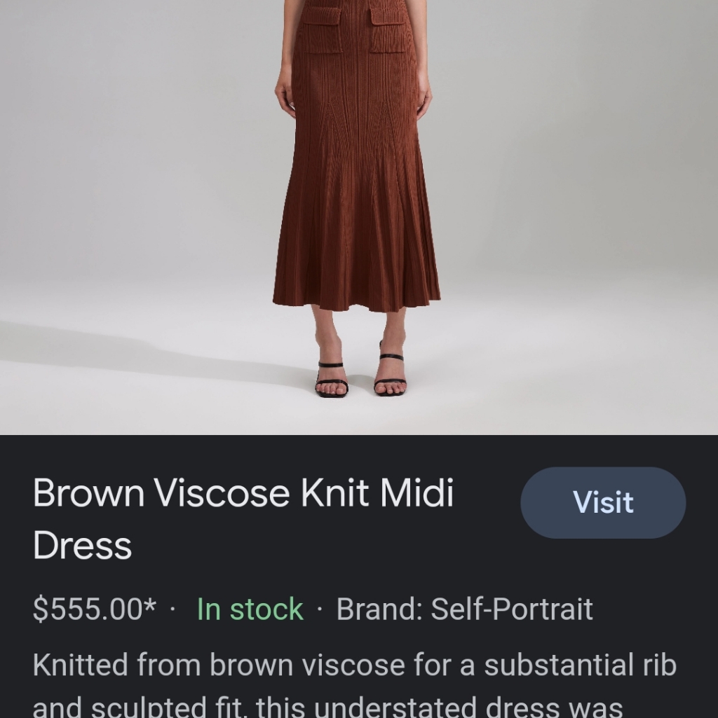 Nnw Brown Viscose Knit Midi Dress